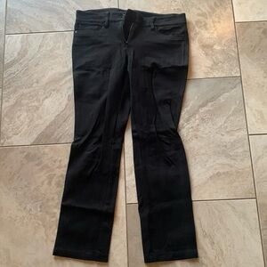 Black stretchy straight leg pants | pockets, button, zipper
